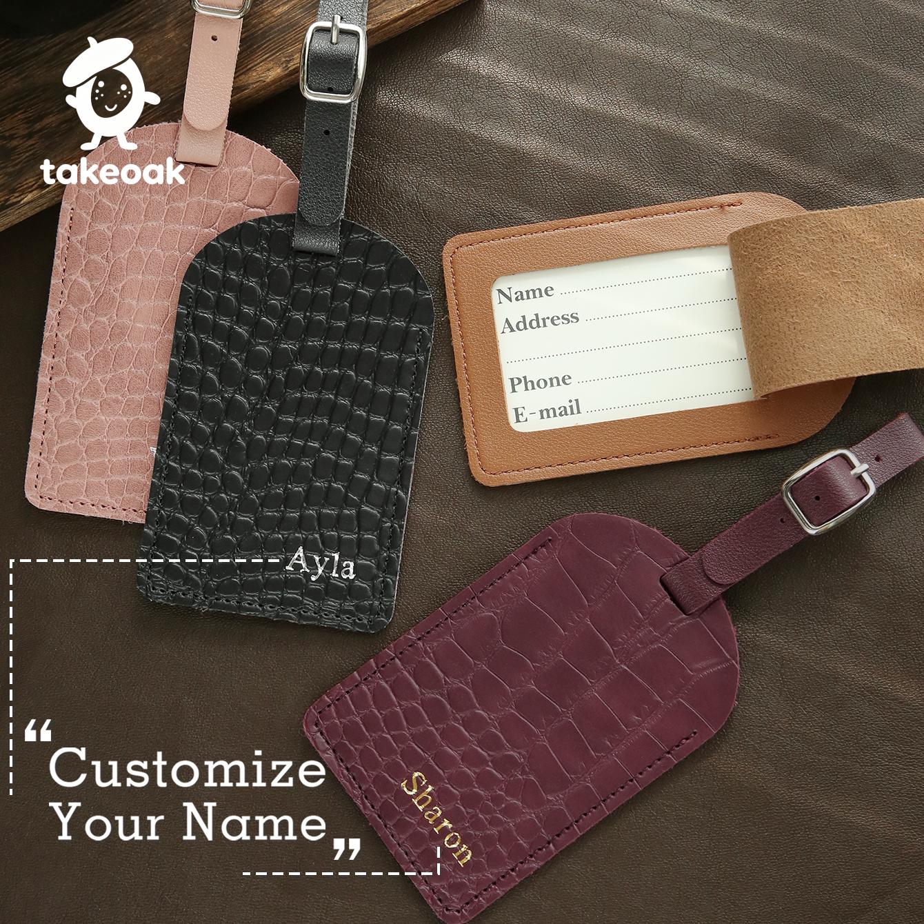 Luxury Bags Vegan - Personalized Leather Luggage Tag with Custom