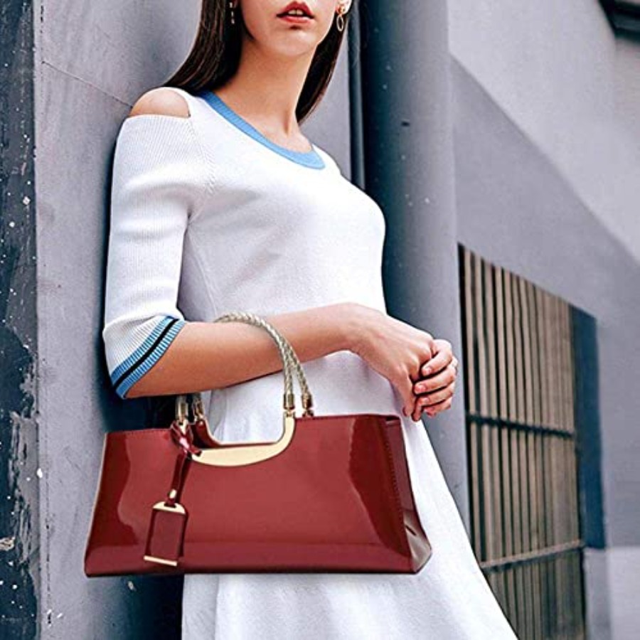 Patent Leather Structu Shoulde - Top Handle Patent Bag บทวิจารณ์และราคา