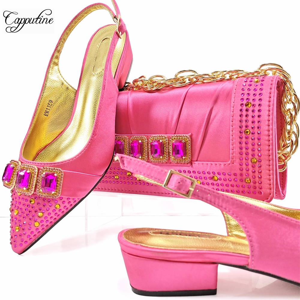 Peach Women Shoes And Bag Set  - Luxury Bags Medium Size บทวิจารณ์และราคา