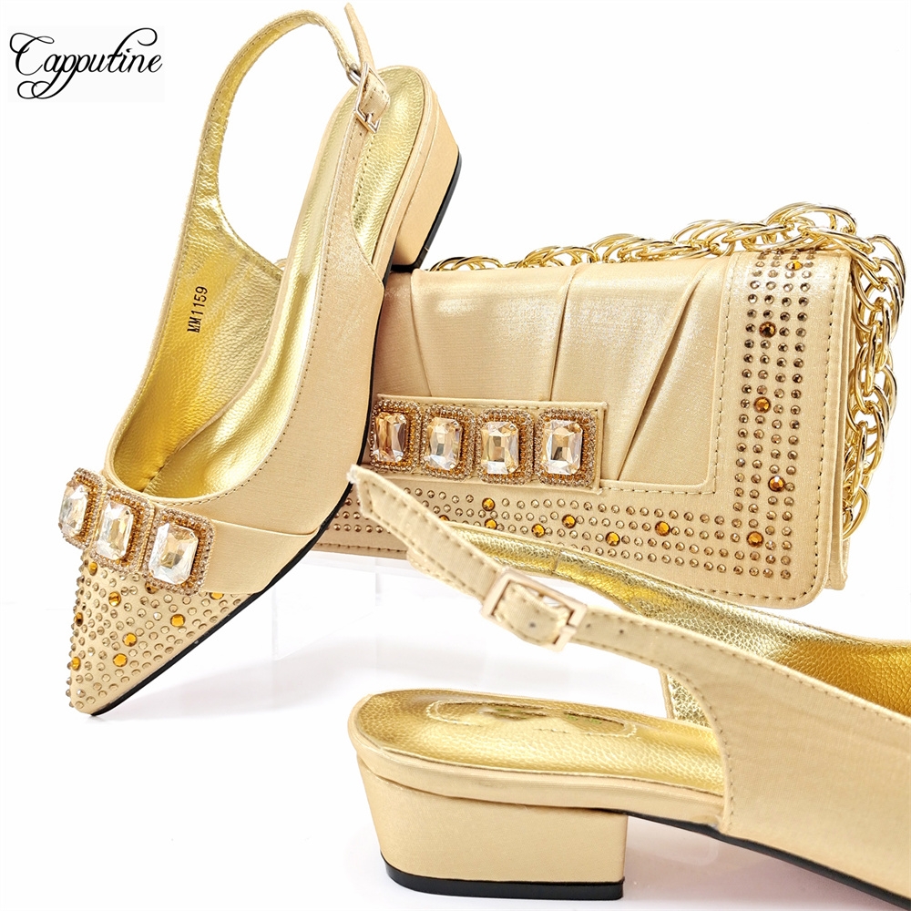 Peach Women Shoes And Bag Set  - Luxury Bags Medium Size บทวิจารณ์และราคา