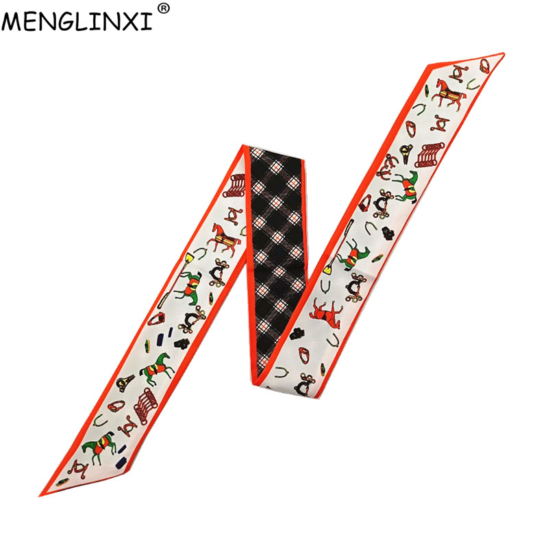 Horse Plaid Skinny Scarf Women - Luxury Bags Brands บทวิจารณ์และราคา