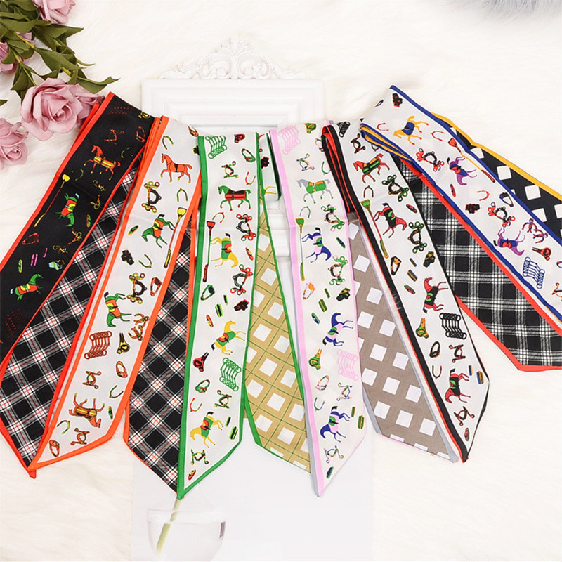 Horse Plaid Skinny Scarf Women - Luxury Bags Brands บทวิจารณ์และราคา
