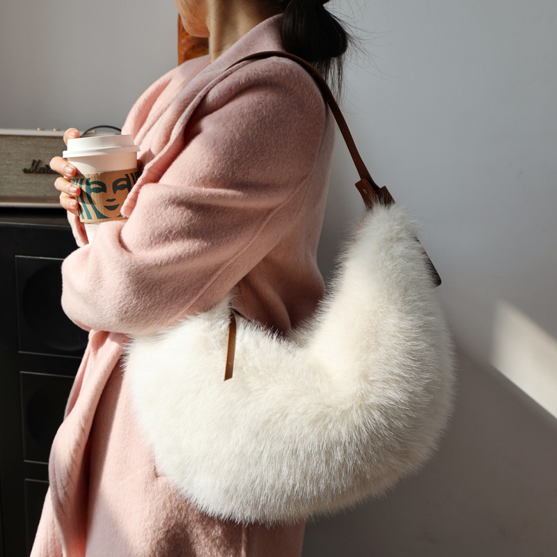 Fashion Faux Fur Half Moon Bag - Luxury Bags 2026 บทวิจารณ์และราคา