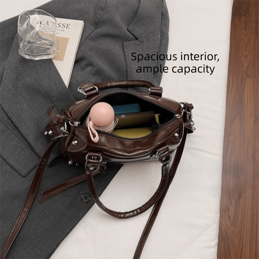 Fashion Rivets Pillow Bag Pate - Top Handle Patent Bag บทวิจารณ์และราคา