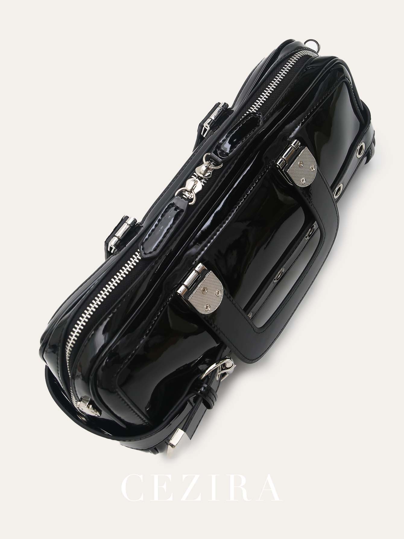 CEZIRA Fashion Punk Patent PU  - Top Handle Patent Bag บทวิจารณ์และราคา