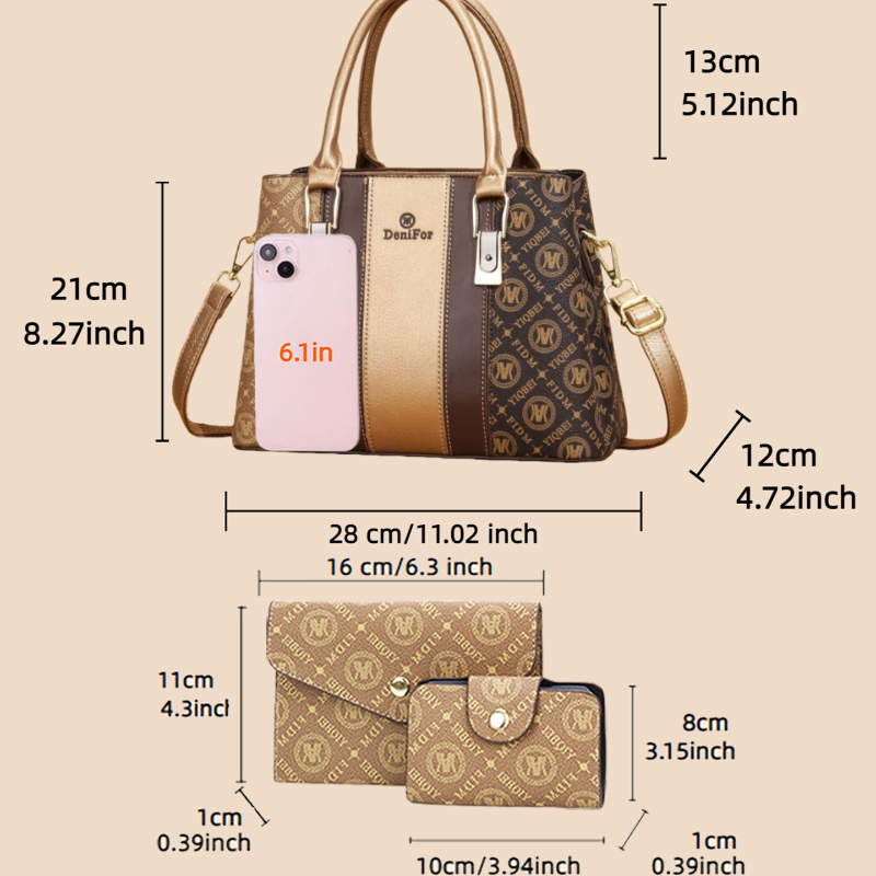3-piece set of women's handbag - Luxury Bags Design บทวิจารณ์และราคา