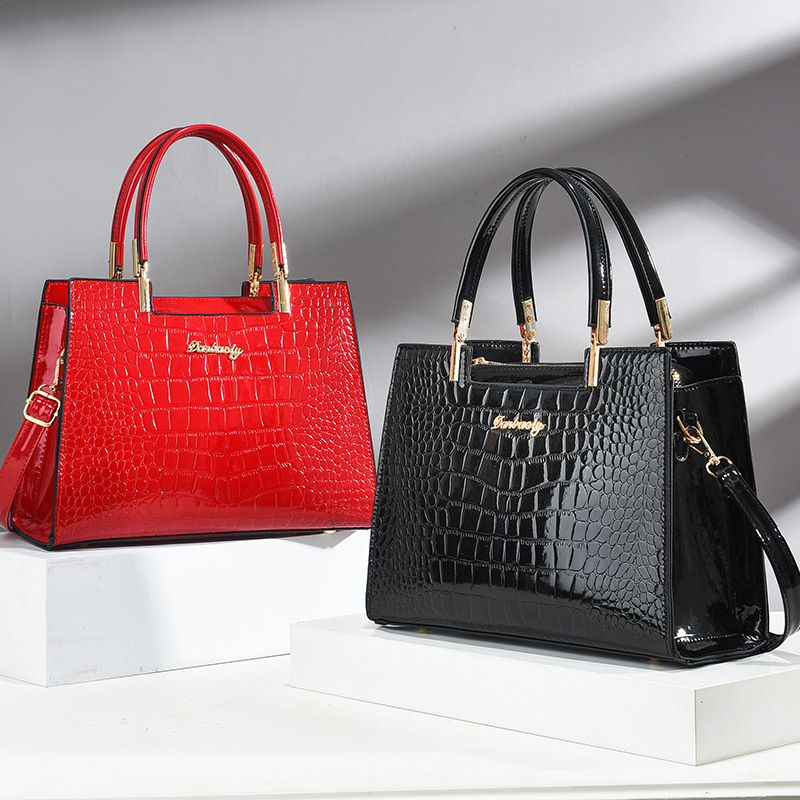 Crocodile Embossed Tote Bag, P - Top Handle Patent Bag บทวิจารณ์และราคา