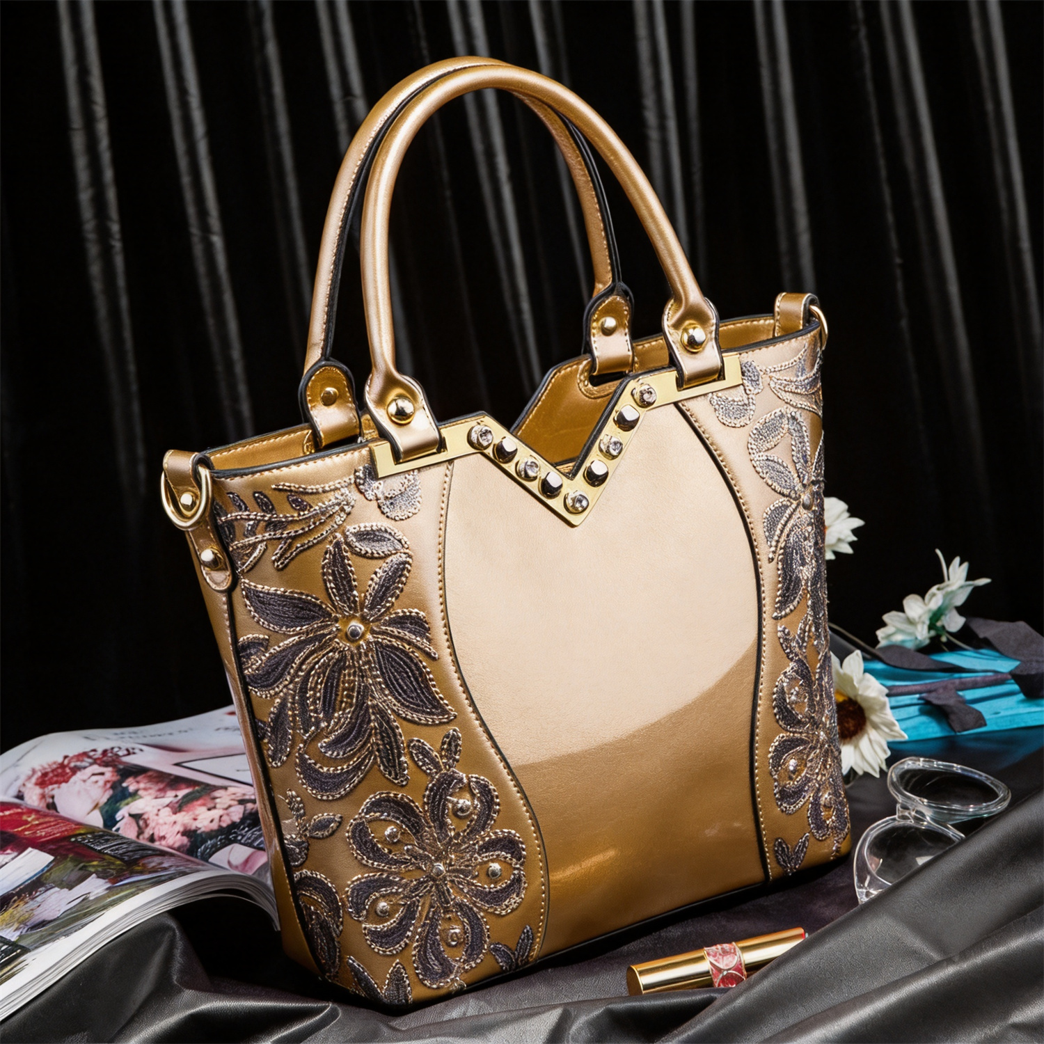 Luxury Crocodile Embossed Shel - Top Handle Patent Bag บทวิจารณ์และราคา