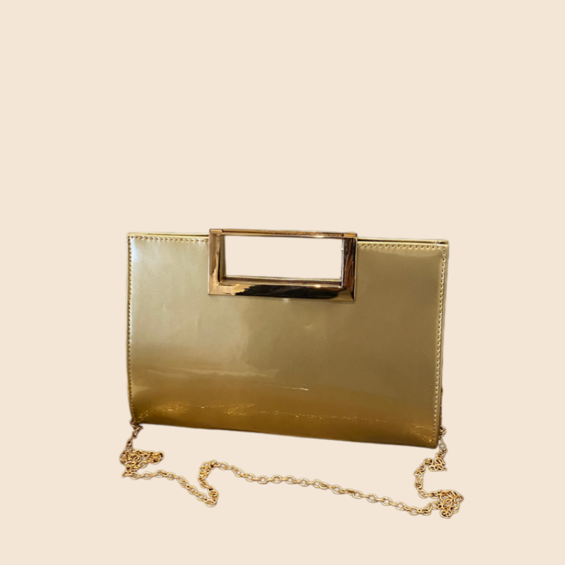 Gold Patent Leather Clutch Pur - Top Handle Patent Bag บทวิจารณ์และราคา