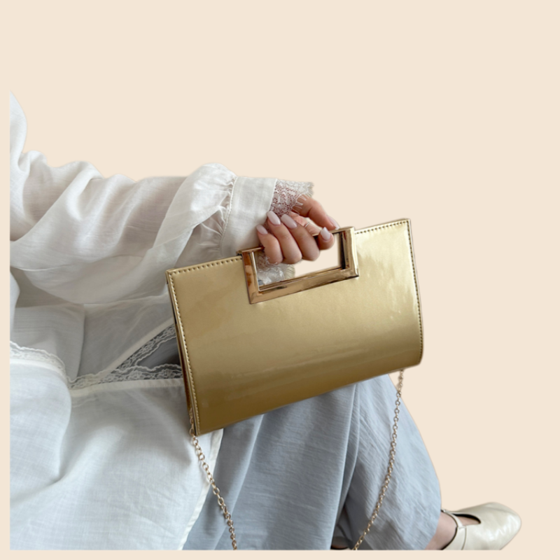 Gold Patent Leather Clutch Pur - Top Handle Patent Bag บทวิจารณ์และราคา