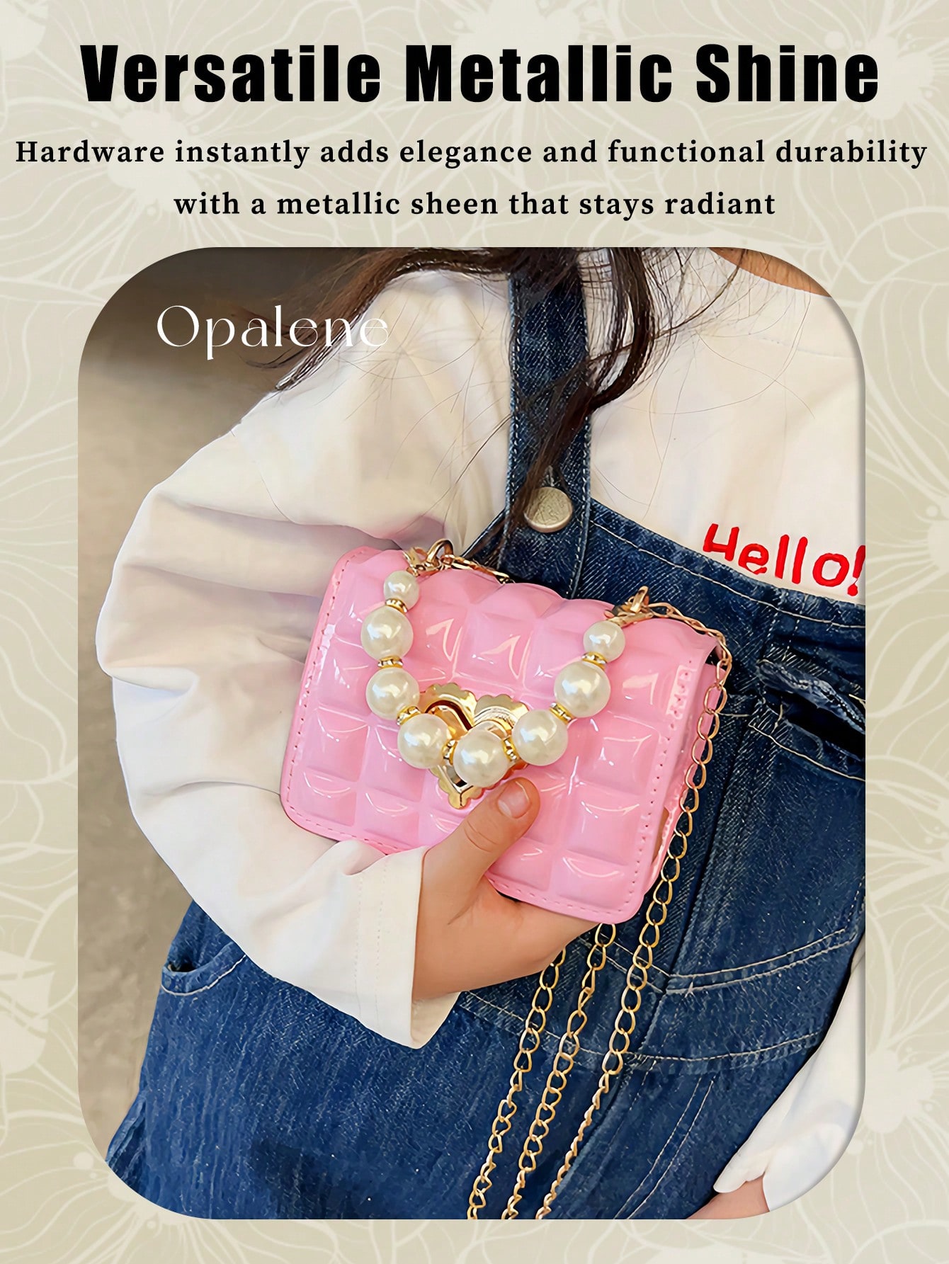 Mini Faux Pearl Embellished Qu - Top Handle Patent Bag บทวิจารณ์และราคา