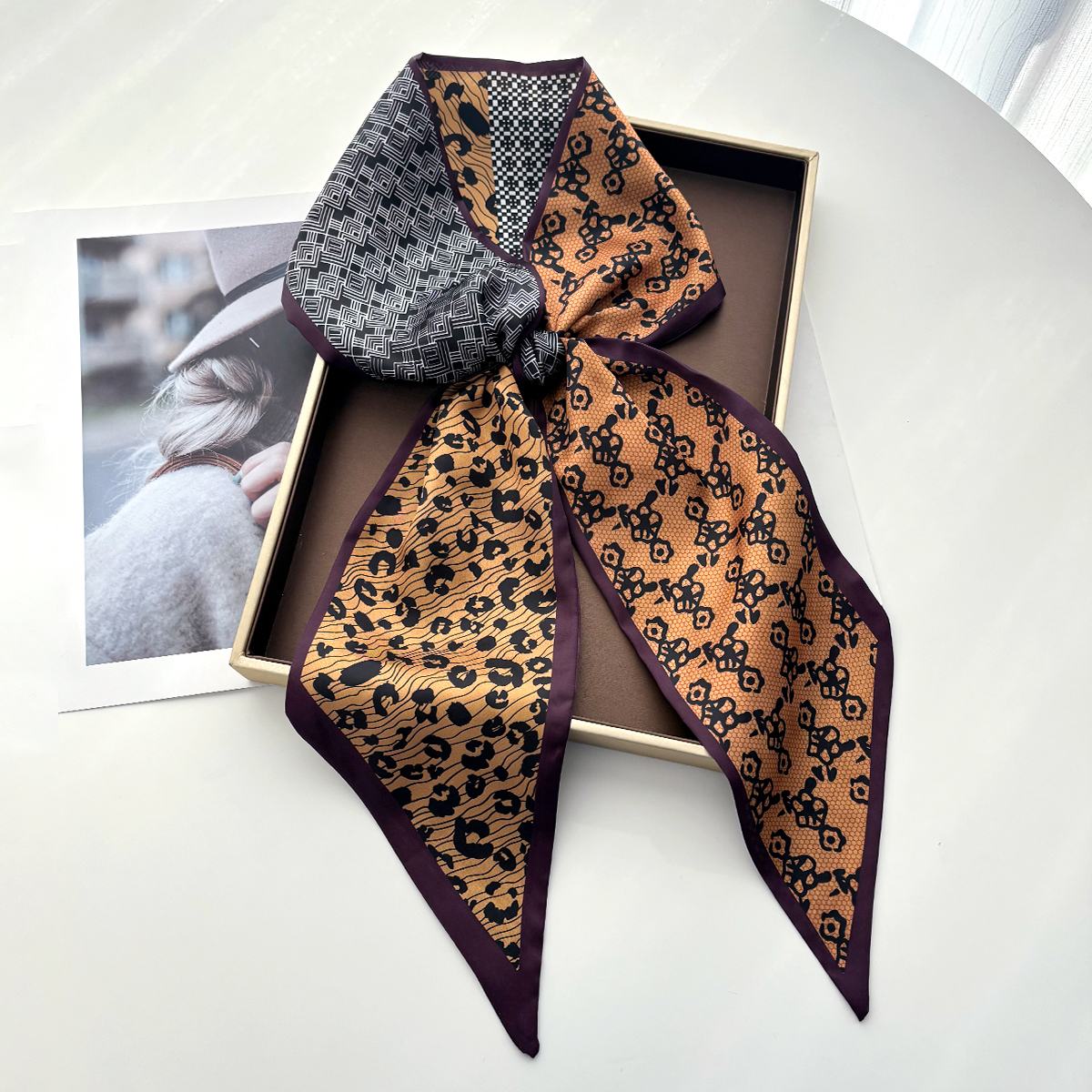 Leopard Printed Skinny Scarf F - Luxury Bags Design บทวิจารณ์และราคา