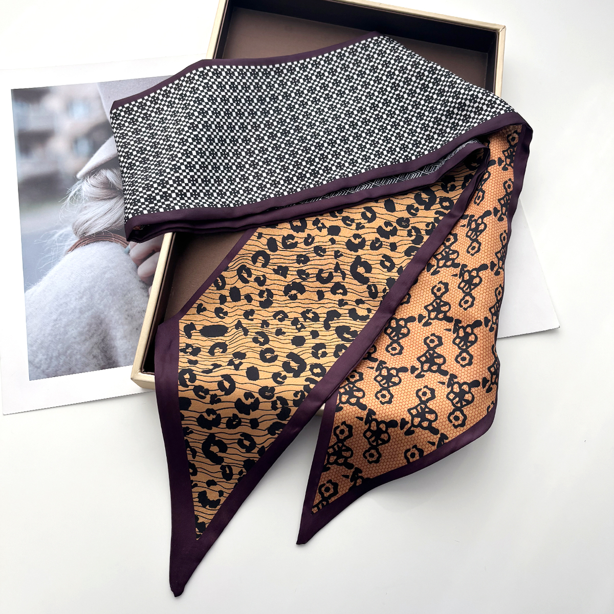 Leopard Printed Skinny Scarf F - Luxury Bags Design บทวิจารณ์และราคา