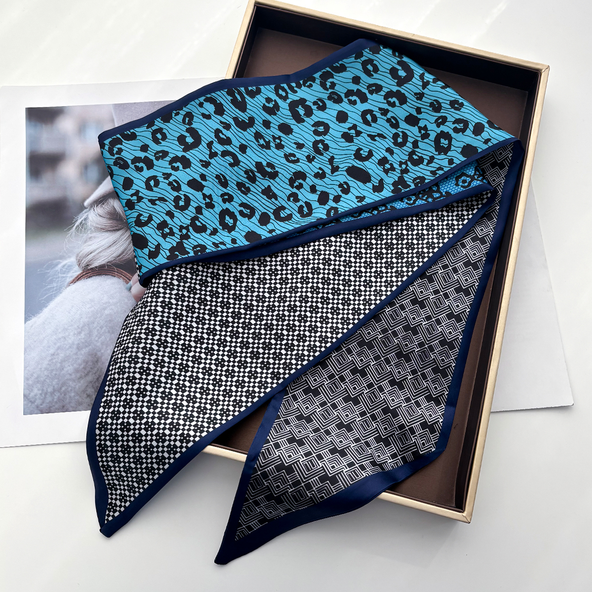 Leopard Printed Skinny Scarf F - Luxury Bags Design บทวิจารณ์และราคา