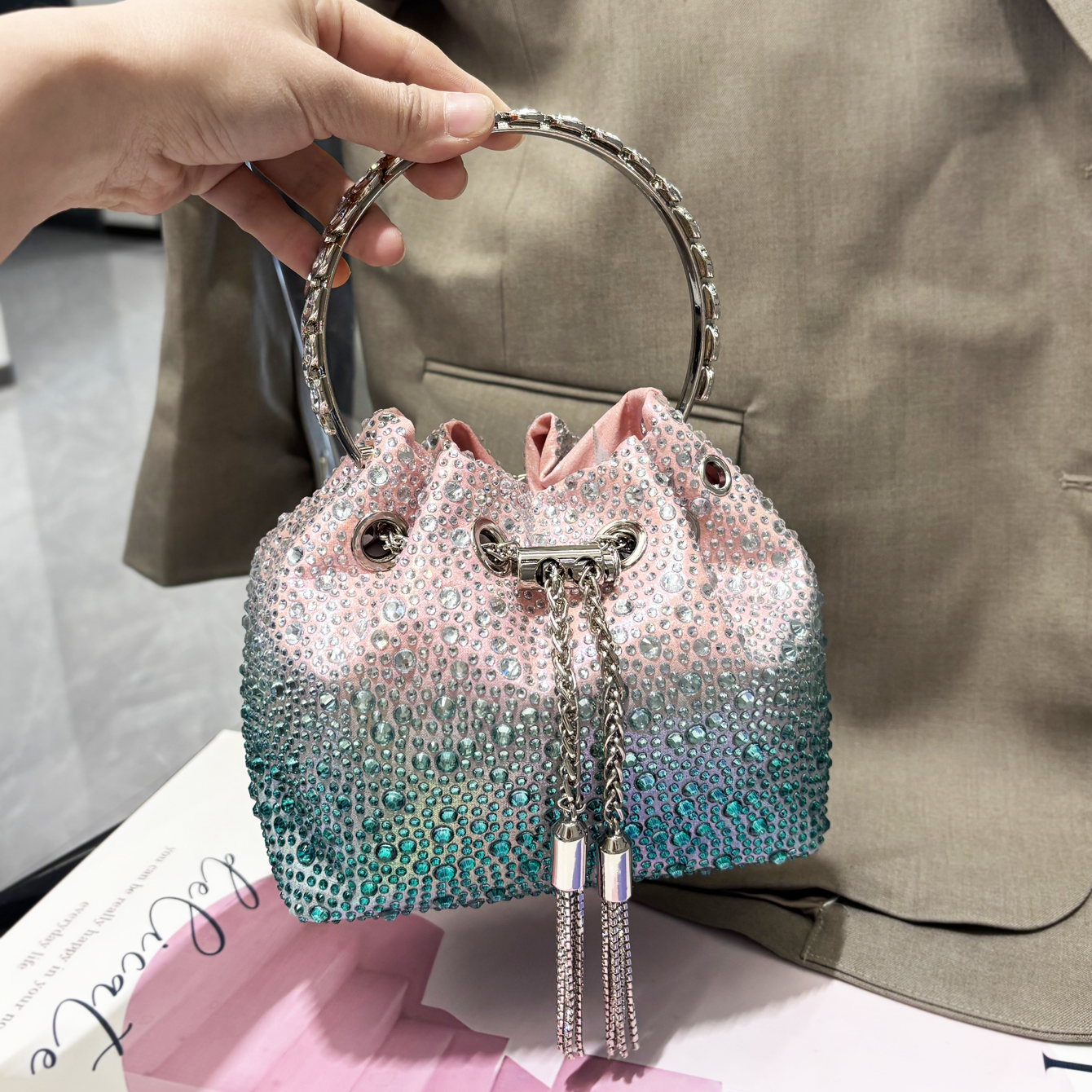 Handle Rhinestones Evening clu - Luxury Bags Medium Size บทวิจารณ์และราคา